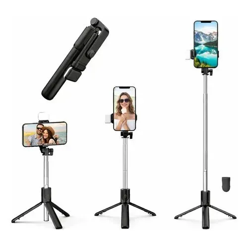 Tripé Bastão De Selfie Com Controle Remoto 1 metro com LED