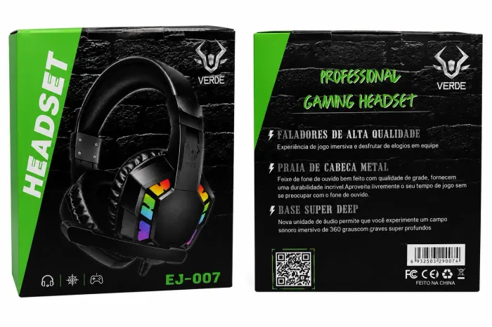 Headset Gamer EJ-007 lacrado, novo, RGB e com microfone. R$ 250. Aproveite!