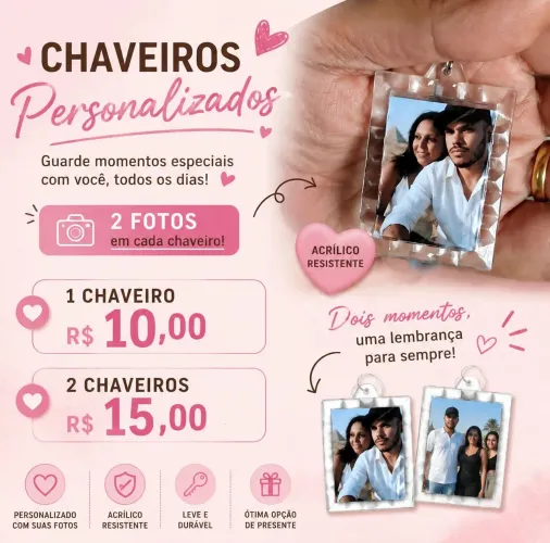 Chaveiro acrílico personalizado 