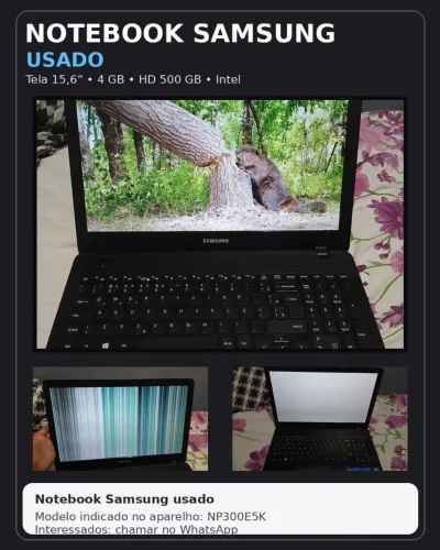 Notebook Samsung COM DEFEITOS