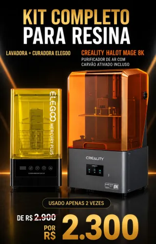 KIT INPRESSORA 3D DE RESINA + CURADOR DE 5.900 por R$ 2.600,00