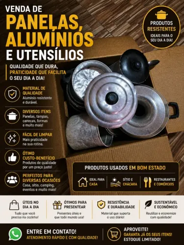 Lote de panelas de alumínio e itens diversões em alumínio. 