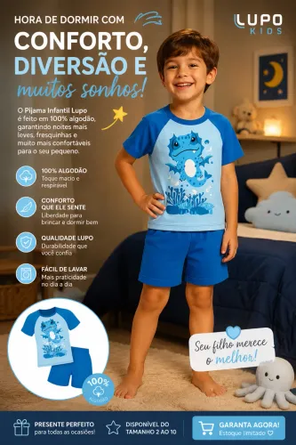 Pijama Infantil Menino - Lupo 10T