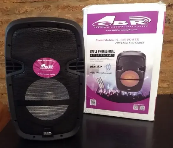 Caixa de Som GBR PL-1050 Ativa + 2 Baterias Externas 12V + MIC sem fio ESTADO de NOVA!
