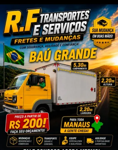 Frete/Mudança - Caminhão Baú - Transporte de Materiais