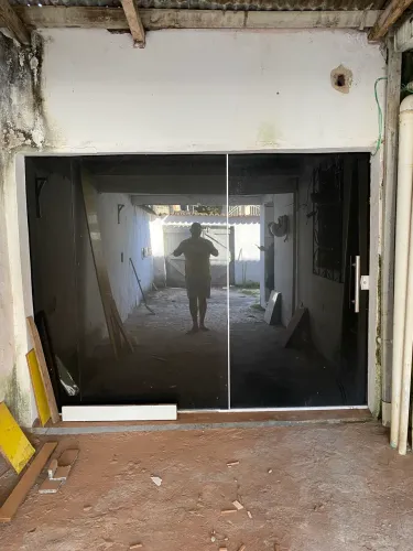 Porta de Vidro para Loja com Pelicula preta