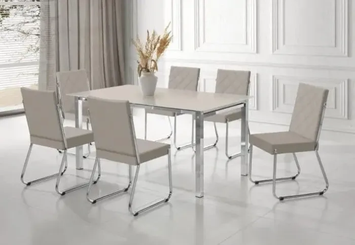 Mesa de Jantar 6 lugares Bege