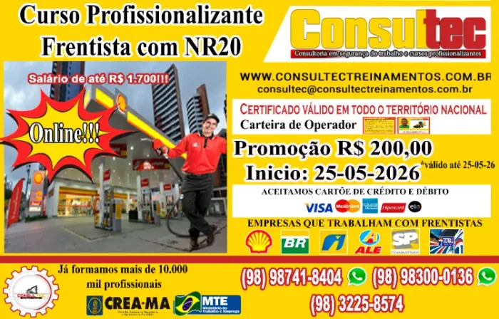 Curso de Frentista Abastecedor com NR20 inicio 25-05-2026