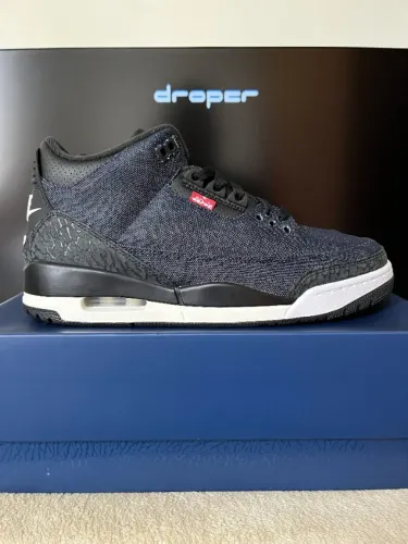 Tênis Levi's x Air Jordan 3 Indigo Gym Red 42BR/42.5BR (Novos/Originais)