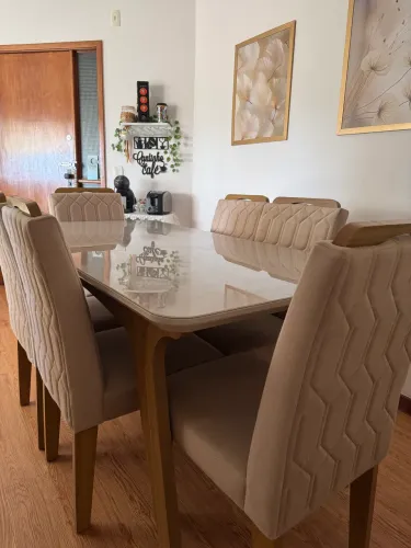Mesa de jantar 6 lugares de vidro
