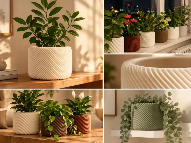 Vaso de Planta Decorativo Espiral Moderno 3D | Évora