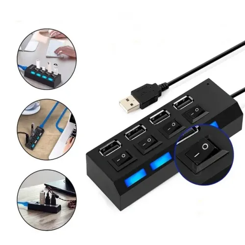 Hub Usb 2.0 Régua 4 Portas De Extensão Led