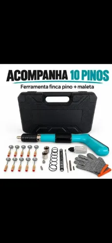 Maleta com kit completo pistola fincar pinos com 10 pinos