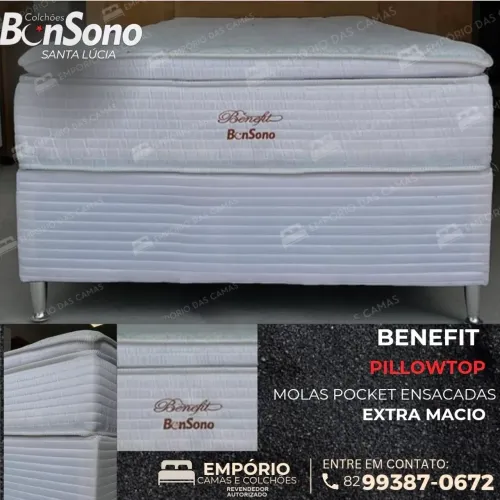 Cama casal Benefit molas pocket ensacadas R$ 1.329 Bicama solteiro R$ 1.425 Bonsono 