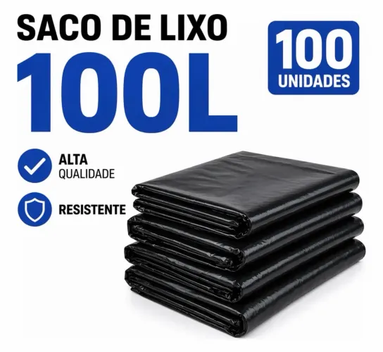 Saco Lixo Resistente Super Forte - 100 Litros com 100 Unidades