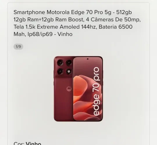 Motorola Edge 70 pro 512 g novo