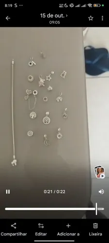 pulseira de pratamodelopandora com 15 pingentes