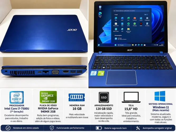NOTEBOOK ACER ASPIRE 5 - INTEL CORE i7 | 16GB RAM | SSD 256