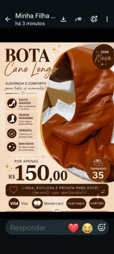 Vendo linda bota de cano longo