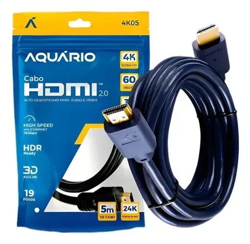 CABO HDMI 2.0 4K 3D 19 PINOS - 5 METROS - AQUÁRIO