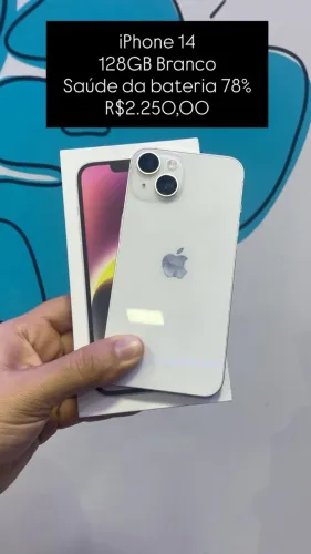 Seminovo: iPhone 14 128GB / Branco / Saude de Bateria 78% - Loja Fisica