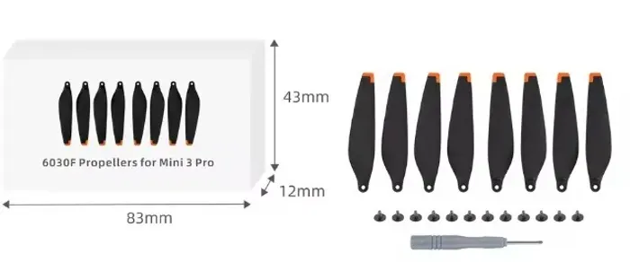 Hélices DJI Mini 3 / Mini 3 Pro - Kit com 8 Peças Fibra de Carbono