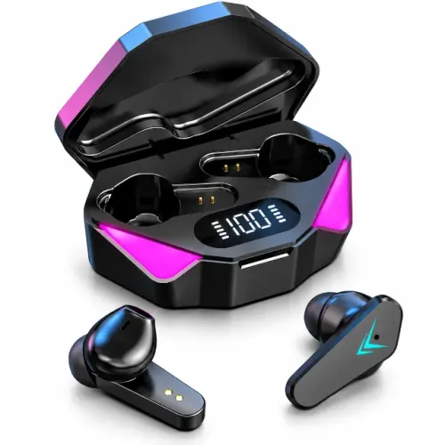 Fone de Ouvido Gamer Bluetooth 5.3 X15 TWS Sem Fio com Microfone, LED RGB e Estojo