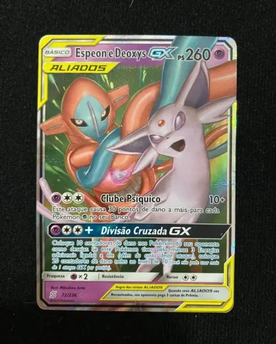 Carta Pokémon Espeon e Deoxys Gx (72/236)