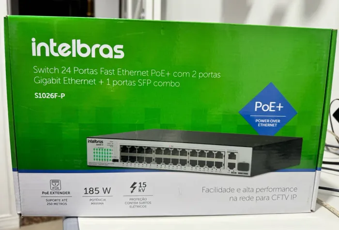 Switch 24 Portas Poe Fast+2portas Gigabit S1026f-p Intelbras