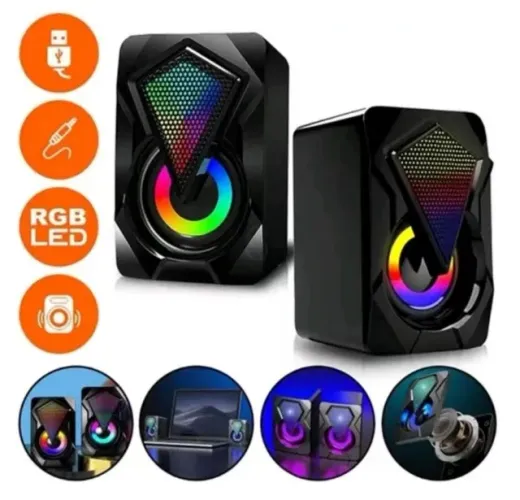 Caixa de Som Gamer RGB 6W p/ PC Computador Notbook CS-C20 Exbom  