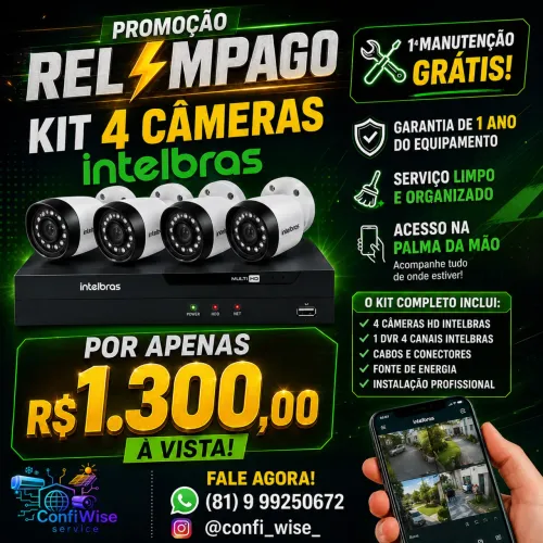 Kit de 4 câmeras da intelbras com garantia