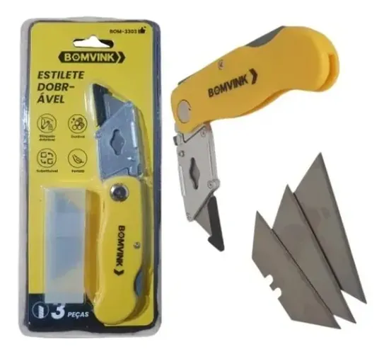 Estilete Trapezoidal Dobrável + 3 Reposições - Loja Física - Iputinga