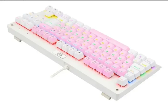 Teclado Mecânico Redragon Dark Avenger Branco/Rosa - Switch Azul | Novo e Lacrado