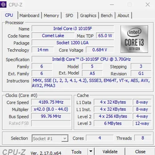 Processador I3 10105F Com Cooler Intel 10th 10gen com Cooler