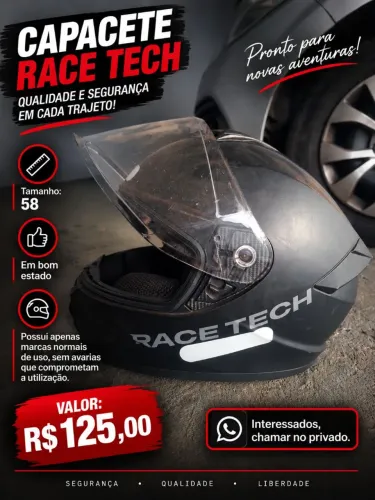 Capacete Race Tech Tamanho 58