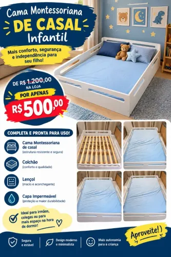 Cama montessoriana casal infantil - Esse fds por R$ 350,00