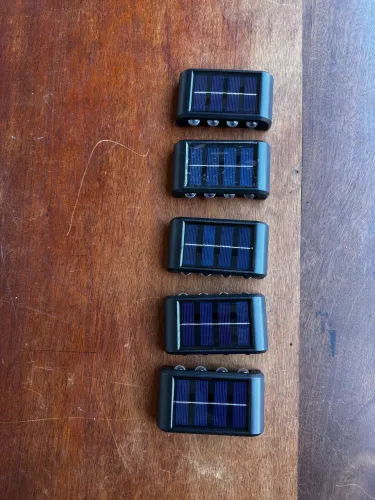 5 luminárias de parede arandela solar c/ 8 led cada