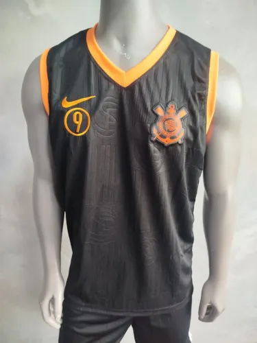 Regata Corinthians Preta com laranja 