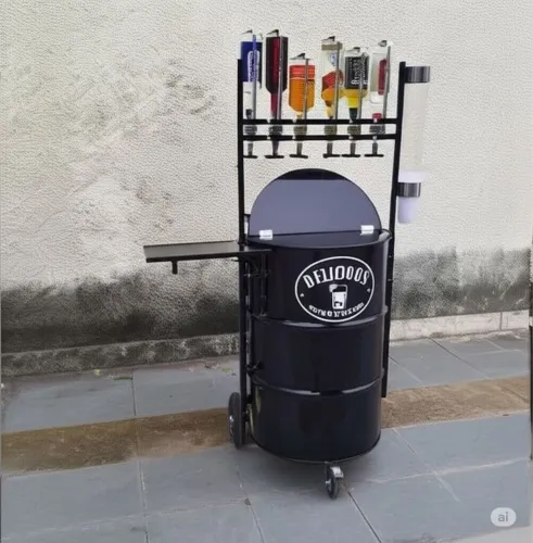 Adega de tambor drink carrinho de venda 