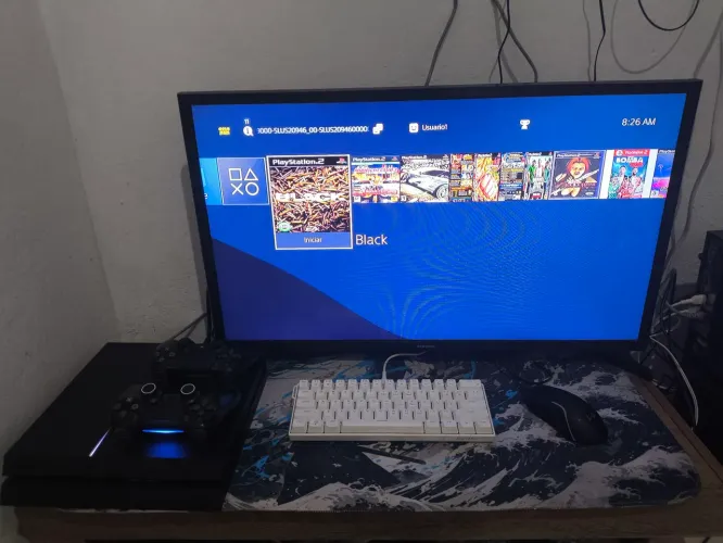 PS4 FAT FOSCO 500GB, GOLDHEN 13.52, 15X JOGOS E 2X CONTROLES