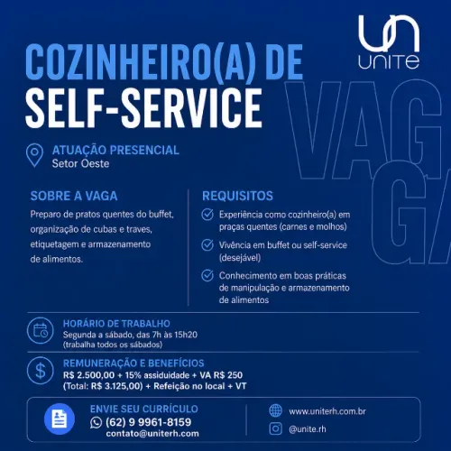 COZINHERA(O) RESTAURANTE SELF SERVICE- SETOR OESTE