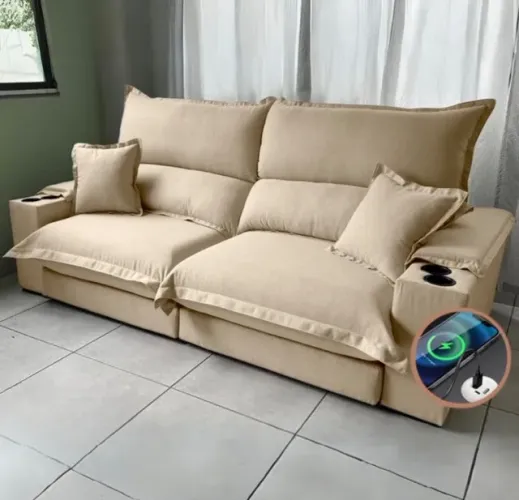 Sofá Retrátil e Reclinável Apogeu 2,30 m Bege - STARBELLA - Fabricante: Starbella - Cores: