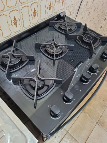 Fogão 5 bocas com mesa em vidro temperado