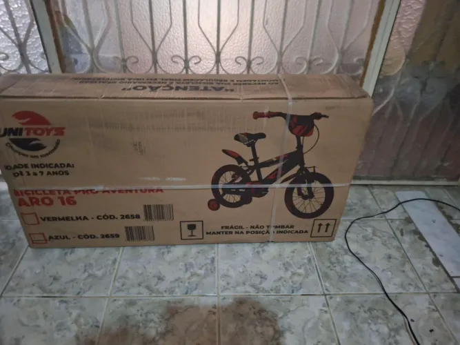 cicleta pro aventura aro 16 codigo 2658 unitoys na cor Azul valor  650