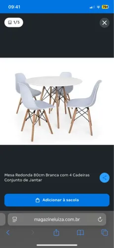 Mesa Redonda 80 cm Cinza com 4 Cadeiras Estilo Eames