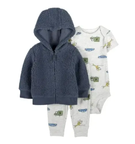 Trio carters com casaco cinza bebe menino