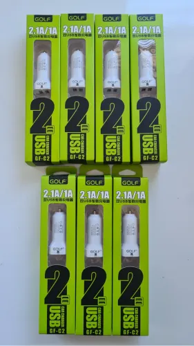 09 Carregadores Automotivo 2 saídas USB Marca Golf (Lote 9 unid