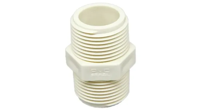 niple plás branco 1/2" x 1/2" rosca bsp sem o'ring npb12 conexao roscavel
