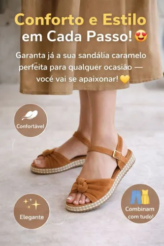 Sandália feminina Anabela confortável macia elegante flat de nó 
