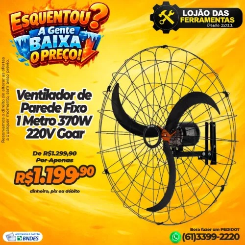 Ventilador de Parede Fixo 1 Metro 370 Watts 220V Goar